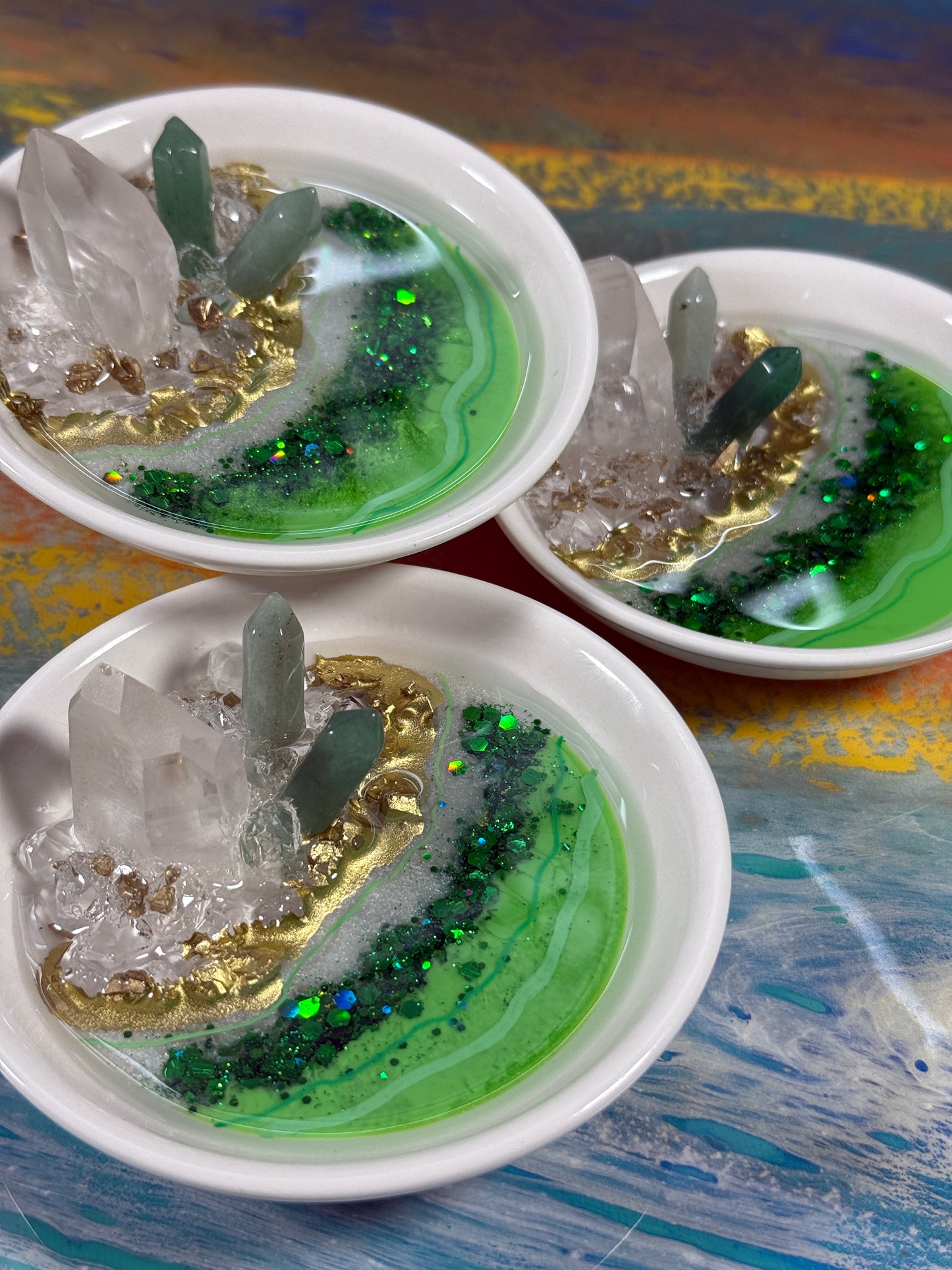 Green Geode Jewelry Tray