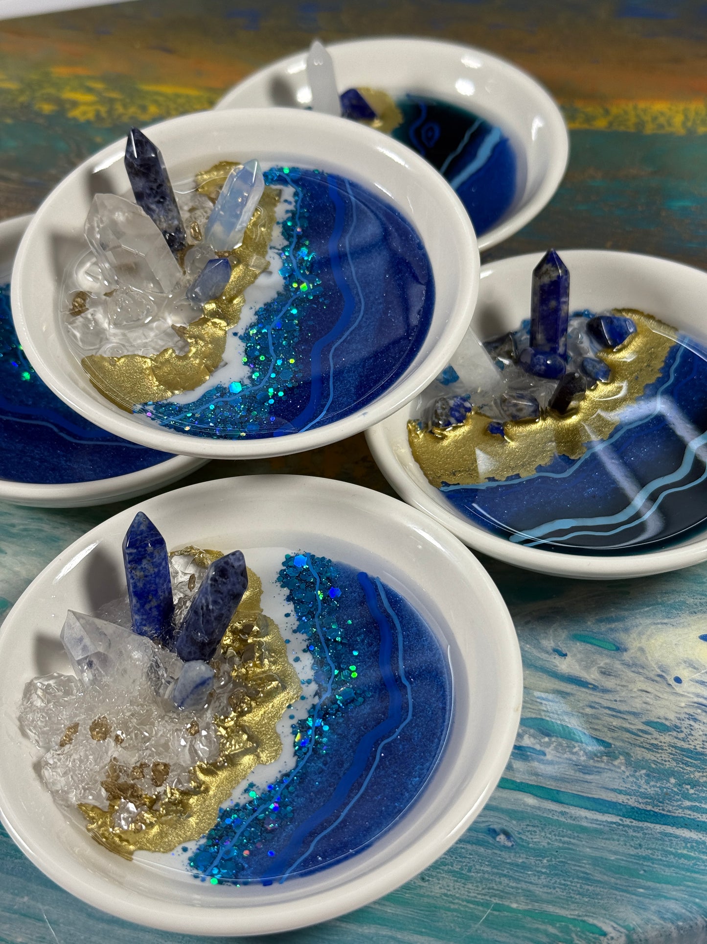 Blue Geode Jewelry Tray