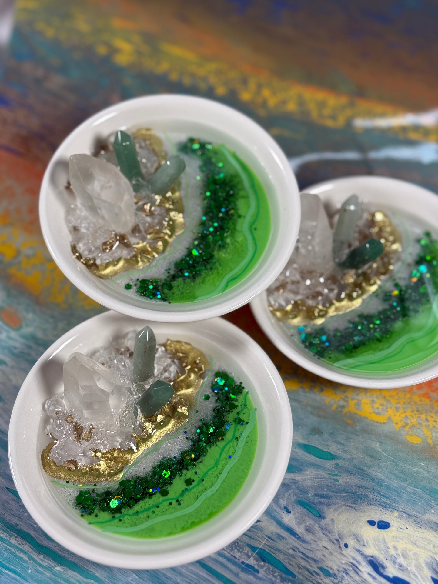 Green Geode Jewelry Tray