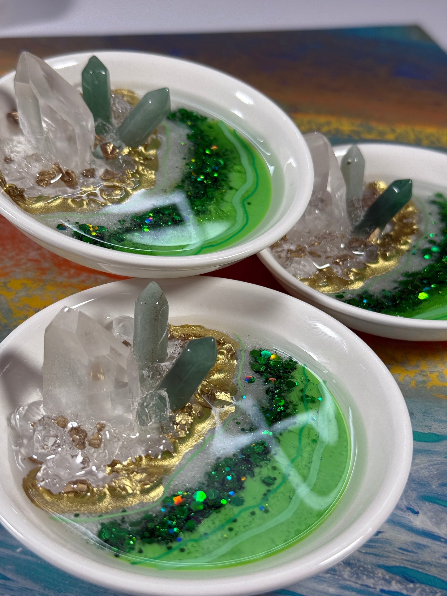 Green Geode Jewelry Tray