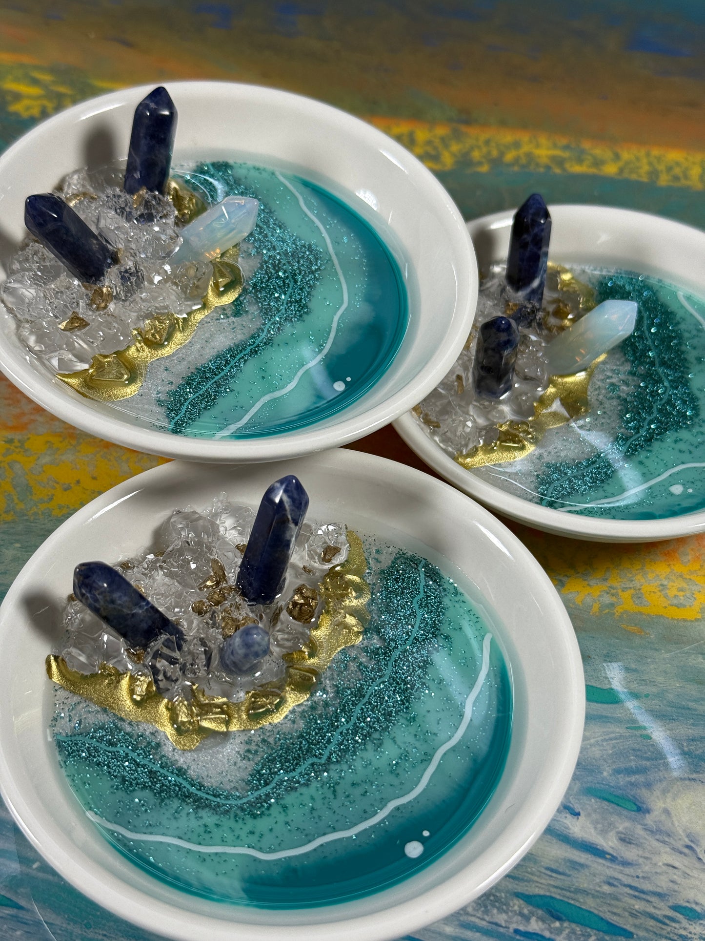 Teal Geode Jewelry Tray