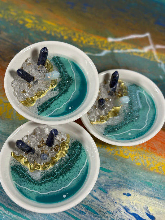 Teal Geode Jewelry Tray