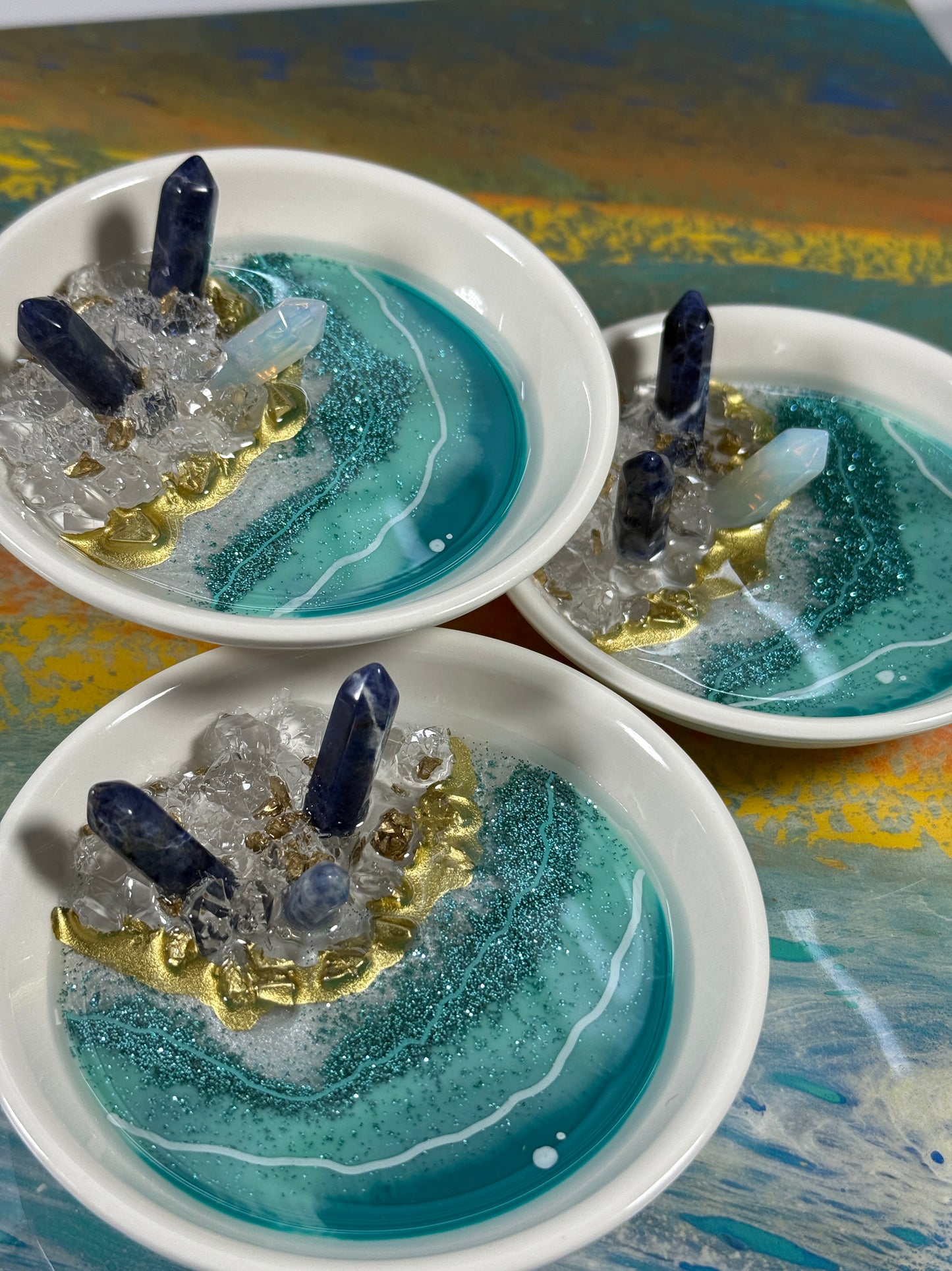 Teal Geode Jewelry Tray